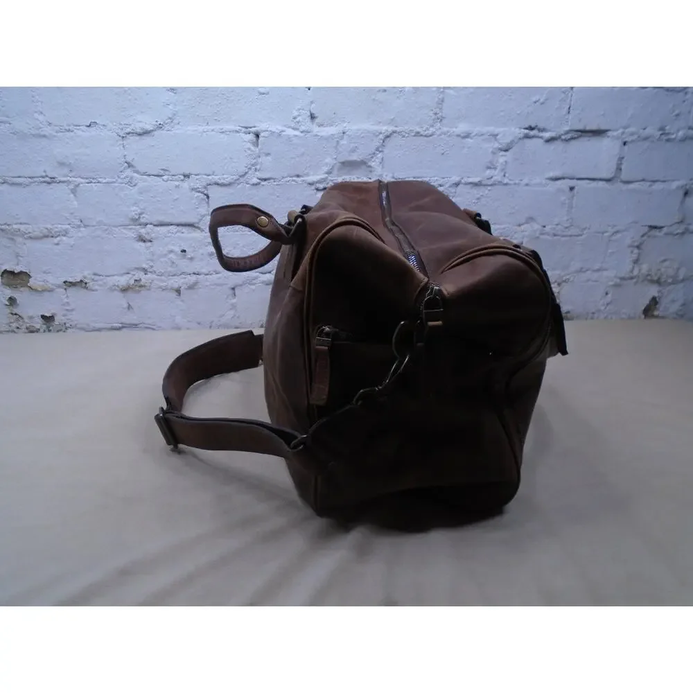 MOORE & GILES “NetJets” Edition Heavy Leather Duffel EUC Durable Weekend Travel